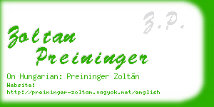 zoltan preininger business card