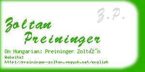 zoltan preininger business card